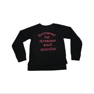 Art Class long Sleeve Girls XS(4/5) "Powered By Dreams And Snacks" black shirt.